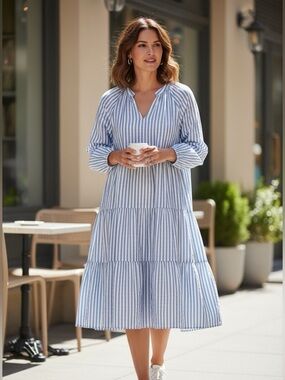 NWT dip Sky Blue and White Striped Dress 1X